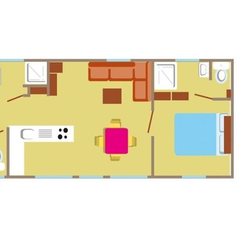 Mobilhome 6 personnes - Confort+ - 3 chambres - 2 salles de bain 40m²