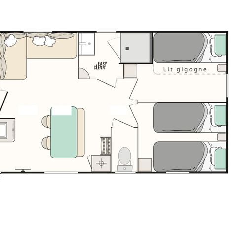 Mobilhome 8 personnes - Loisir+ - 3 chambres - 30m²