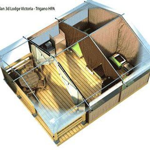 Glampingtent 5 personen - Bungalow Toilé 2 kamers 30m² (2-slaapkamerbungalow)