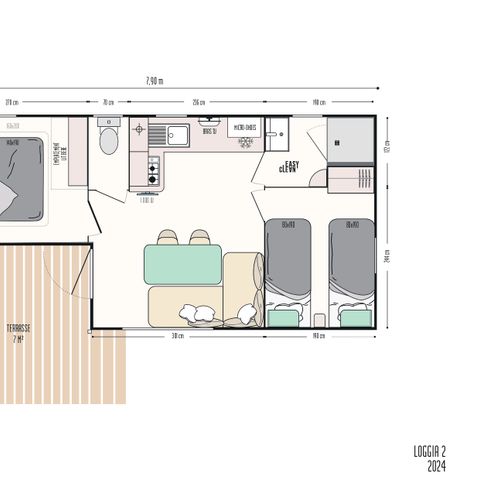 MOBILHOME 4 personnes - Mobil home I.R.M. Loggia 2 - année 2024 - 2 chambres