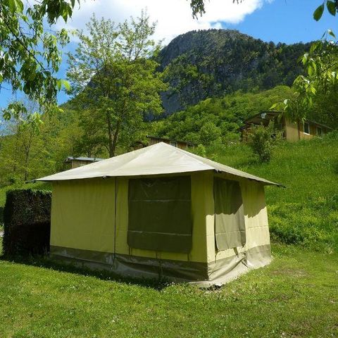 Glampingtent 4 personen - Standaard 16m² - 2 slaapkamers - geen badkamer