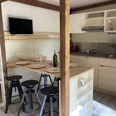 Chalet 6 personen - Portland Premium 35m² - 3 Schlafzimmer + TV + LV + Halbüberdachte Terrasse