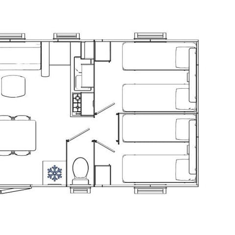 MOBILHOME 6 personnes - Home Flower Premium 33m² - 3 chambres + TV + LV  + Terrasse + Clim