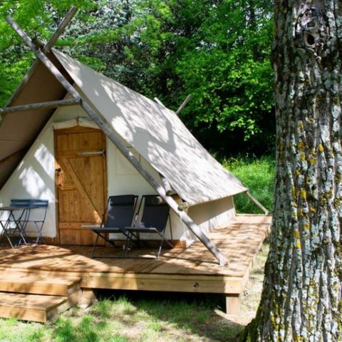 Canvas and wooden tent 4 persons - LODGE TRAPPEUR 4 pers