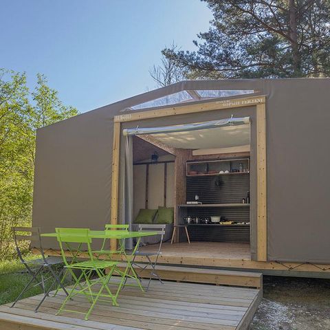Tent van canvas en hout 4 personen - Maoritent - zonder sanitair - terras