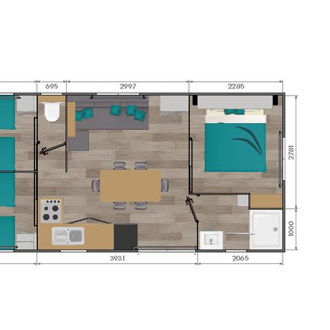 Mobilheim 6 personen - COUSERANS mit überdachter Terrasse