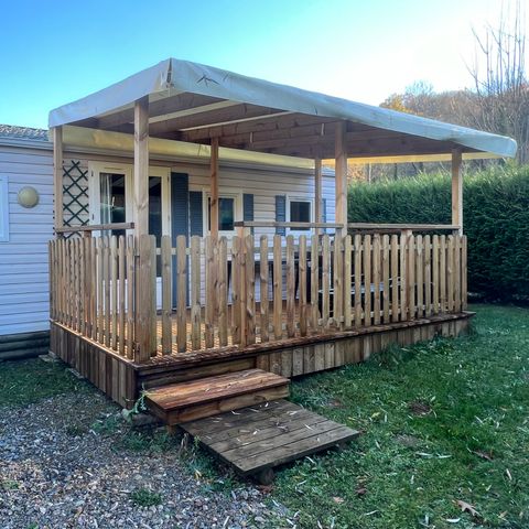 Mobilheim 4 personen - AULUS Sonntag: 1 Badezimmer mit überdachter Terrasse