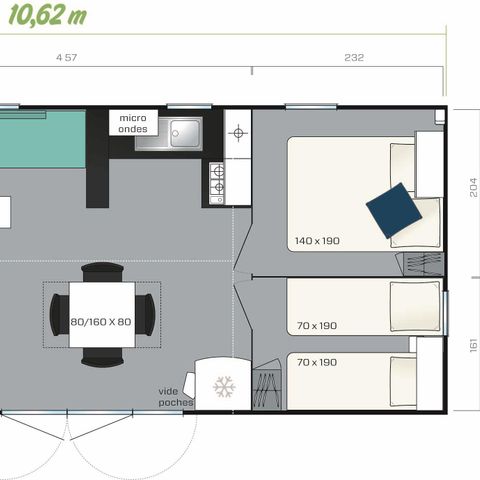 Mobile home 8 persons - Cottage 4 bedrooms TV LV Semi-covered terrace