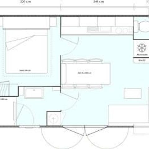 Stacaravan 6 personen - 3 kamers MARMOTTE TV LV Halfoverdekt terras