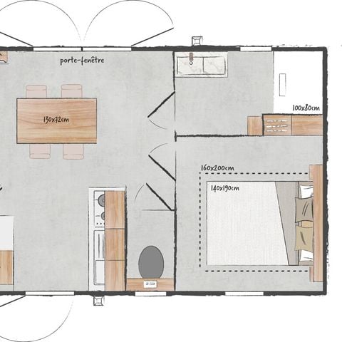 MOBILHOME 5 personnes - Mobil-home Iris 2 chambres Climatsiation TV LV Terrasse semi-couverte