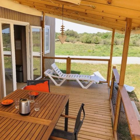 BUNGALOW 6 personnes - Top Espace premium 32m², 3 chambres, terrasse couverte 15m² + TV + Lave vaisselle + climatisation