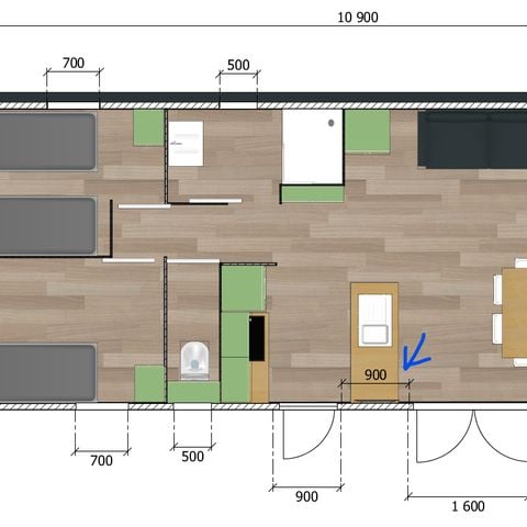 Mobile home 6 persons - XL premium 6pers 2 bathrooms, 3 bedrooms +covered terrace+ tv+dishwasher+air conditioning