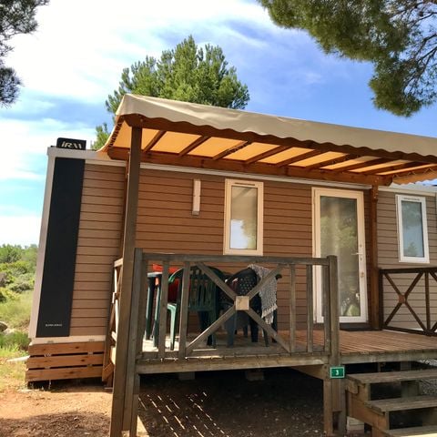 Mobilheim 4 Personen - Hawaii 21.70m², 2 Schlafzimmer, Klimaanlage+überdachte Terrasse 11m². Neu