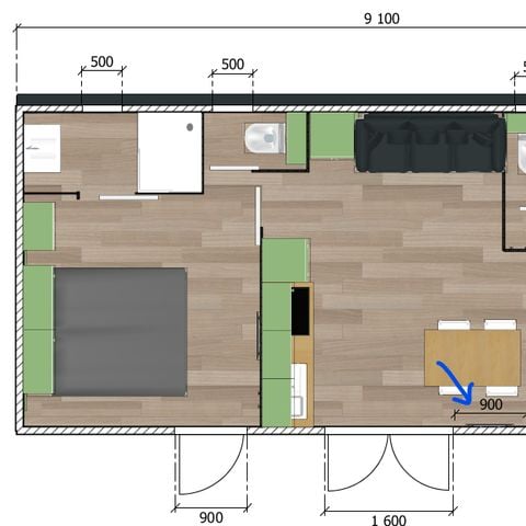 Mobile home 4 persons - XXL premium 35m² jacuzzi, 2 bedrooms+ 2 bathrooms +TV+dishwasher+air conditioning