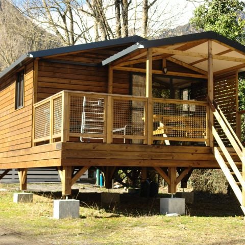 TENTE TOILE ET BOIS 5 personnes - Lodge Nature 3 Pièces 5 Personnes + TV