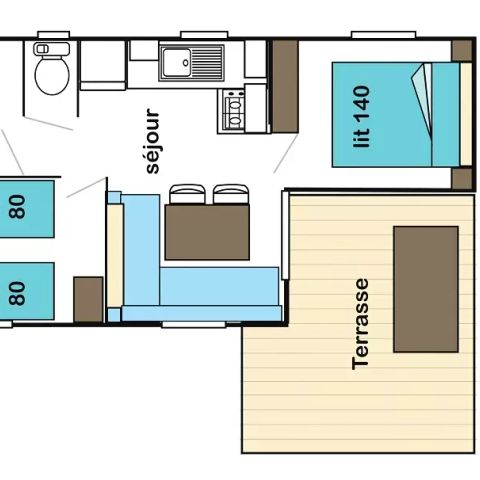 BUNGALOW 4 personnes - Mobil-Home Montagnon 3 Pièces 4 Personnes + TV