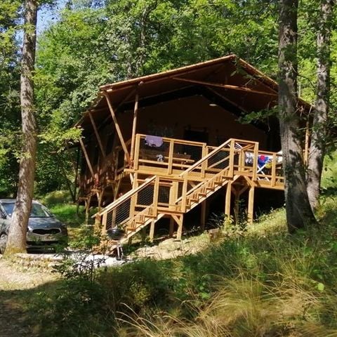 Safaritent 6 personen - Tent LODGE LUXE XL LUXE SAFARI 61m² 3 Slaapkamers - Overdekt terras