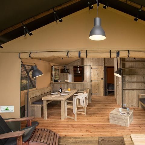 Wohnzelt auz holz 6 personen - Zelt LODGE LUXE XL LUXE SAFARI 61m² 3 Zimmer - Überdachte Terrasse