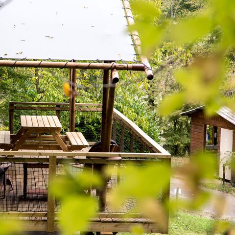 Safarizelt 6 Personen - Zelt LODGE LUXE XL LUXE SAFARI 61m² 3 Zimmer - Überdachte Terrasse