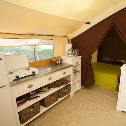 Safarizelt 5 personen - COTTON LODGE NATURE 25m² / 2 Zimmer - überdachte Terrasse (ohne eigene Sanitäranlagen)
