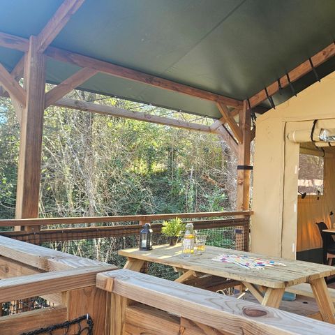 LODGE 6 personnes - Tente LODGE LUXE XL SAFARI SANDERS 3 Chambres - Terrasse couverte 2/6 pers.