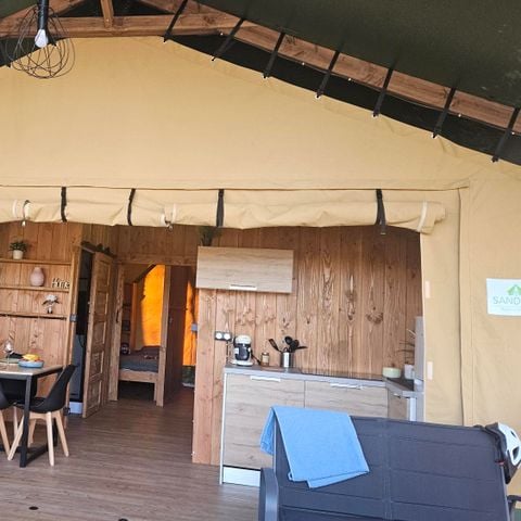 Lodge 6 personen - Zelt LODGE LUXE XL SAFARI SANDERS 3 Schlafzimmer - Überdachte Terrasse 2/6 pers.