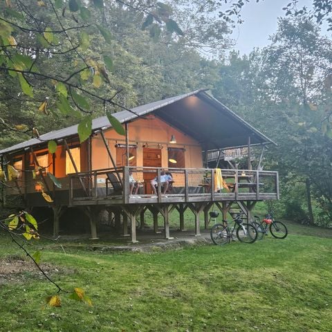 Lodge 4 personen - Zelt SAFARI LODGE NATURE SANDERS 2 Schlafzimmer - überdachte Terrasse (kein eigenes Bad)