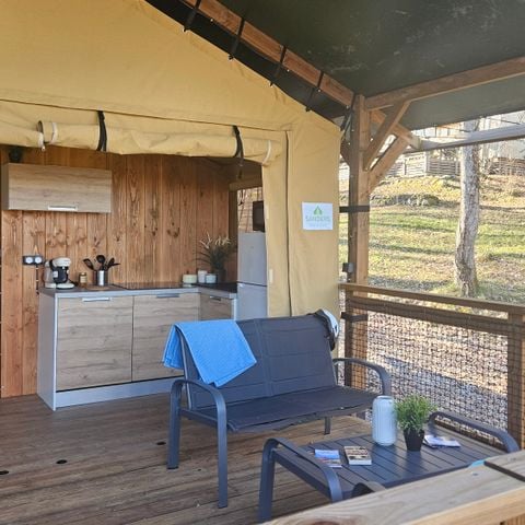 Lodge 4 personen - Zelt SAFARI LODGE NATURE SANDERS 2 Schlafzimmer - überdachte Terrasse (kein eigenes Bad)