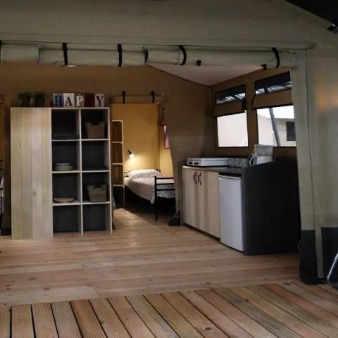 Tente en toile et en bois 4 personnes - Lodge Safari Nature Sanders 3 Pièces 4 Personnes Sans Sanitaire