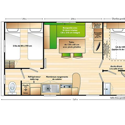 Mobile home 4 persons - Comfort 2-bedroom mobile home