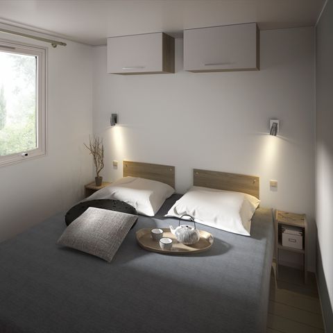 Mobilheim 4 Personen - Formel PREMIUM - Mobilheim oder Chalet mit 2 Schlafzimmern = Bettwäsche + Handtücher + Reinigung