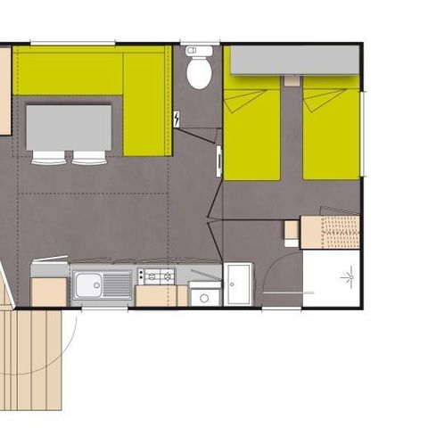 CASA MOBILE 5 persone - Créole 32 m² - 3 locali - 2 camere da letto - Jacuzzi privata - Aria condizionata