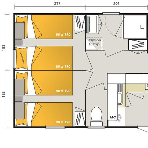 CASA MOBILE 6 persone - Bora-Bora - 38m² - 3 camere da letto - aria condizionata