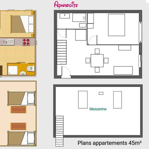 Apartement 4 Personen - 3-Zimmer-Wohnung Startseite 45 m² - 2 Schlafzimmer - Klimaanlage und TV