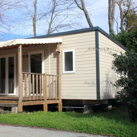 Mobilheim 4 personen - Der GRAND JARDIN - überdachte Terrasse