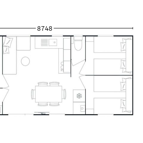 Mobilheim 6 Personen - Mobil CANNELLE klimatisiert 3 Schlafzimmer (33m²)