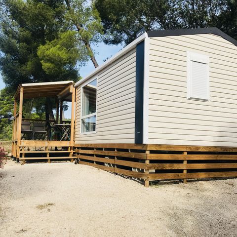 Mobile home 4 persons - 2 BEDROOM COMFORT mobile home 7.5mx4m (28-30m2) + semi-covered terrace + air conditioning + television