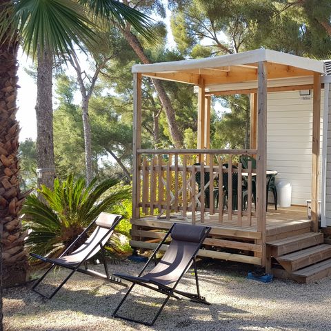 Mobile home 4 persons - 2 BEDROOM COMFORT mobile home 7.5mx4m (28-30m2) + semi-covered terrace + air conditioning + television