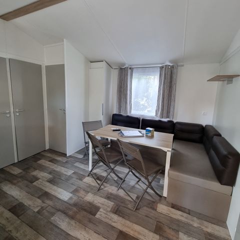 Mobile home 6 persons - 3 BEDROOM COMFORT mobile home 8.60m x 4m (34m²) + semi-covered terrace + air conditioning + television