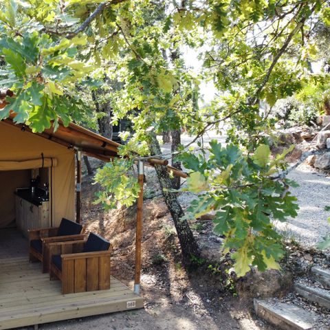 TIENDA DE LONA Y MADERA 5 personas - Eco-Lodge SAVANE