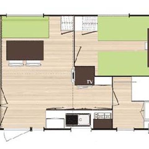 Mobile home 4 persons - Comfort mobile home 24m² - 2 bedrooms - TV + air conditioning 4 people