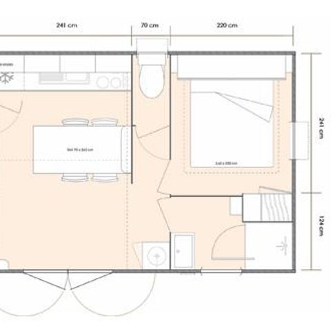 Mobilheim 4 Personen - Mobilheim Premium 28m² - 2 Schlafzimmer - TV + klimatisiert + Geschirrspüler 4 pers.
