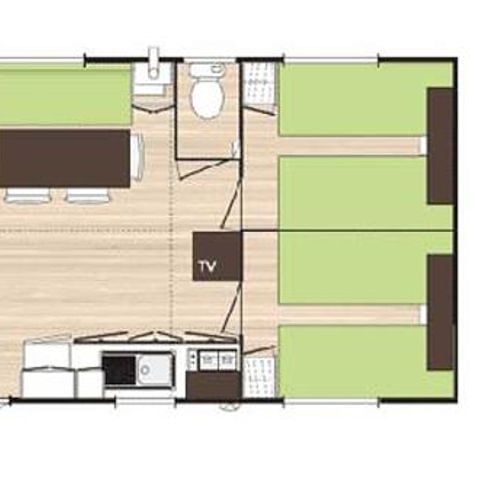 Stacaravan 6 personen - Comfort 28m² - 3 kamers - TV - Airconditioning