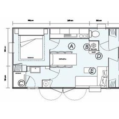 Mobilheim 6 Personen - Mobilheim Premium 30m² - 3 Schlafzimmer - TV + Klimaanlage + Geschirrspüler oder Waschmaschine 6 pers.