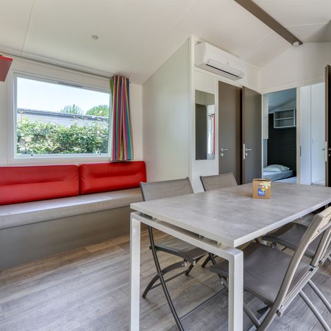 Mobilheim 6 Personen - Mobilheim Premium 30m² - 3 Schlafzimmer - TV + Klimaanlage + Geschirrspüler oder Waschmaschine 6 pers.