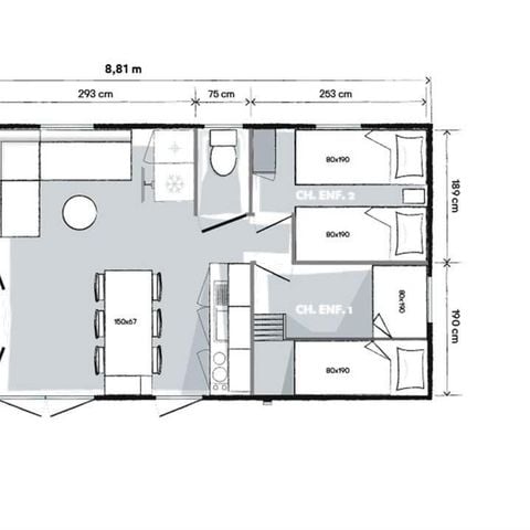 Mobile home 6 persons - Mobile Home Premium Plus 33m²- 3 bedrooms +TV+Clim+Draps+Towels+Beds made+Final cleaning included 6 pers