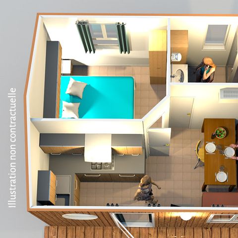 Alojamiento 2 personas - Cabaña ecológica de 20 m² - con aire acondicionado - 1 dormitorio