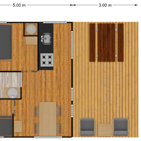 CANVAS AND WOOD TENT 4 people - Insolite Confort (2 bedrooms,WC/SDB)