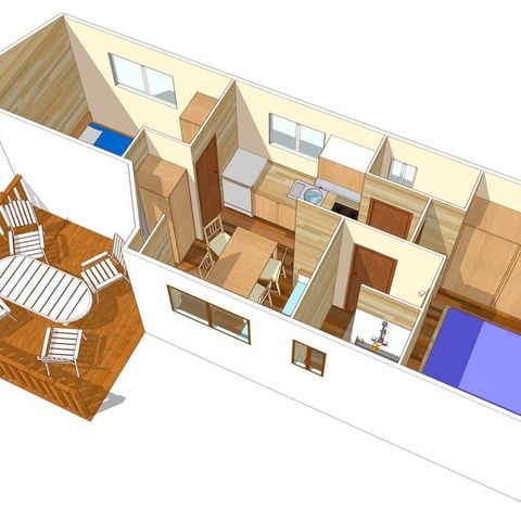 Mobilheim 4 personen - Classic XL | 2 Zi. | 4 Pers. | Einfache Terrasse