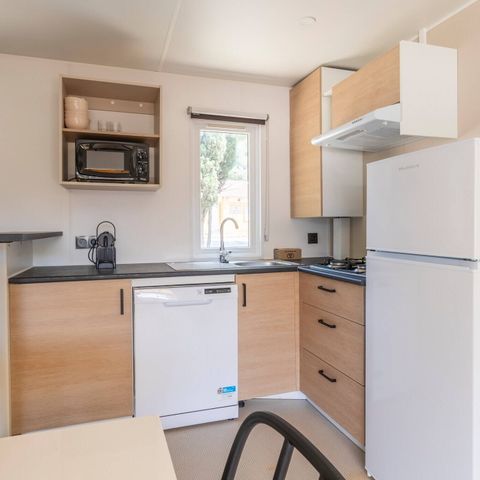 BUNGALOW 6 personnes - Mobil-home | Premium | 3 Ch. | 6 Pers. | Terrasse surélevée | 2 SDB | Clim. | TV